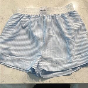 Princess Polly Light Blue Striped Athletic Shorts boxer style